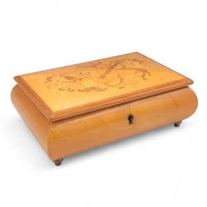 Vintage REUGE Intarsien Holz Spieluhr Schweizer Spielwerk Born Free - Bild 1 von 17