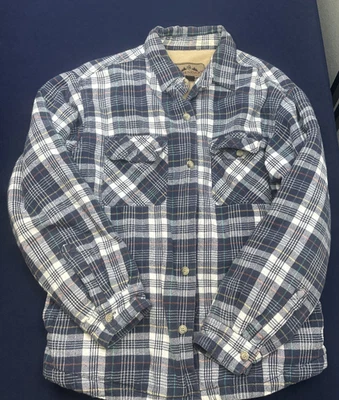 Legendary Whitetails Flannel Shirt Jacket Large Blue Plaid Hunting Outdoor Camp - Image 1 of 4