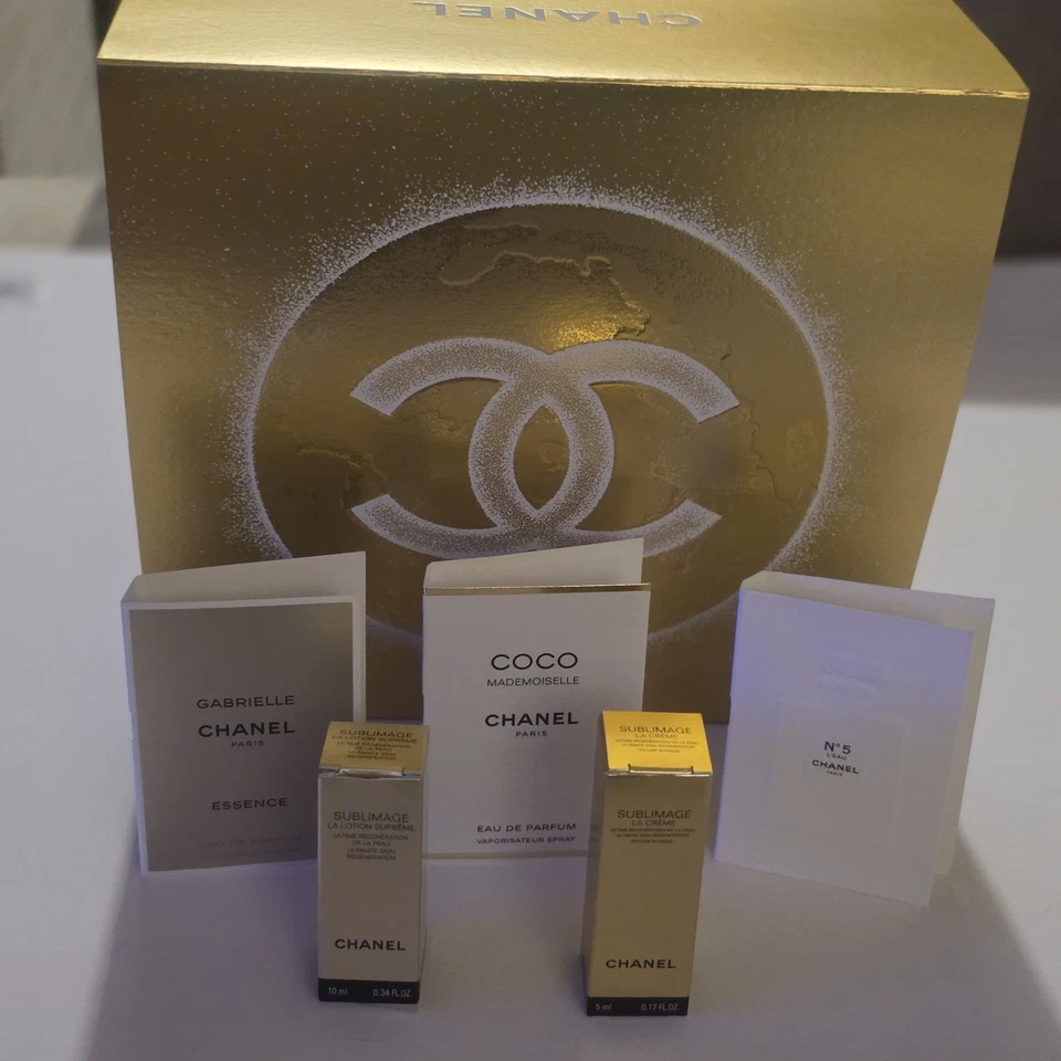 CHANEL Deluxe Sample GIFT Set 3 Fragrance 1 Cream 1 Lotion Display/Gift Box New! - Image 1 of 4