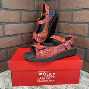 Wolky Pichu Comfort Sandals Multi Color Fantasy Red size 40 1890851 U.S. 9.5 - Picture 1 of 9