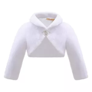 Girls Bolero Bridesmaid Tippet Wrap Stole Shrug Ivory /White 3-14 - Long Sleeve - Picture 1 of 5