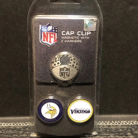 NFL Cap Clip Minnesota Vikings Football Magnetic w 2 Golf Ball Markers in Pkg Cover