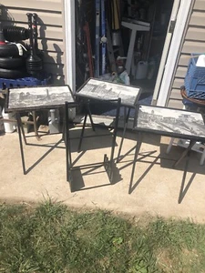 Artex Set Of 3 Mid-Century Black Folding Tray Tables, Piranesi Style - Picture 1 of 5