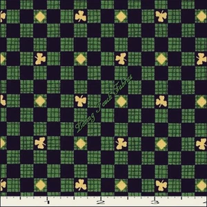 QUILTING TREASURES "LUCKY SHAMROCKS" 24223J SMALL CHECKED FABRIC PRICED @ 1/2 YD - Bild 1 von 2