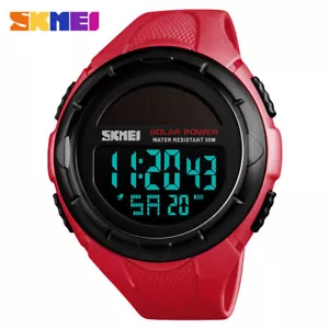SKMEI Sport Watch Mens Solar Power Watches Big Dial Stopwatch Digital Wristwatch - Picture 1 of 17