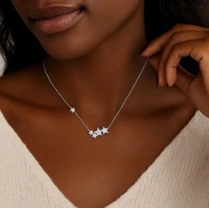 18" Sterling Silver Star Necklace Pendant | Women Female Jewelry W/ Gift Pouch - Picture 1 of 6