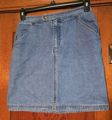 Saia jeans Sonoma tamanho 8 bolso com zíper botão - Imagem 1 de 4