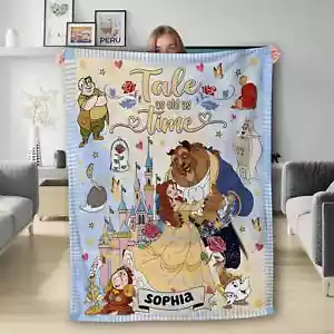 Personalized Beauty and the Beast Princess Belle SOFA BLANKET Mother Day Gift - Picture 1 of 3