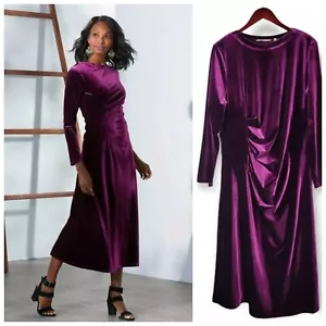 Soft Surroundings Dress 1X Burgundy Velvet Midi Maxi Lisabetta Elegant Holiday - Picture 1 of 11