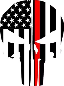PUNISHER SKULL REFLECTIVE FIRE HELMET DECALS FIRE HELMET STICKER - RED LINE - Bild 1 von 1
