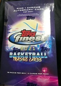 2021 Topps Finest Basketball FACTORY SEALED HOBBY BOX 1 Chrome Autograph Per Box - Picture 1 of 2