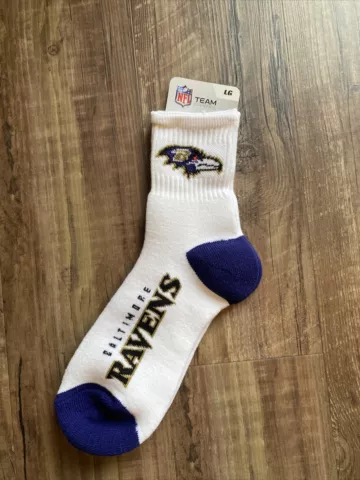 Baltimore Ravens NFL Team Color FBF Sportswear White & Purple Crew Socks-Large Cover