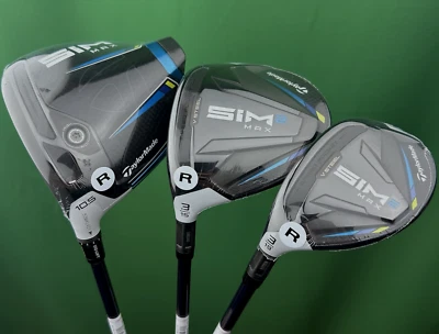 Driver conjunto de mão esquerda TaylorMade SIM2 MAX, madeira Fairway, híbrido flex regular NOVO - Imagem 1 de 4