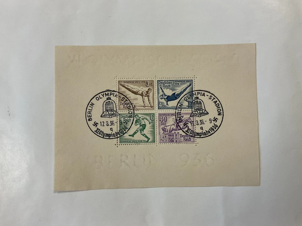 Germany, B92 Souvier Sheet, Berlin Cancel, Olympics, Hinged, SCV$50.00 - Image 1 of 1