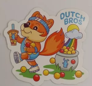 Dutch Bros Coffee Sticker Of The Month Rainbow Fox Poppin Boba March 2024 - Picture 1 of 4