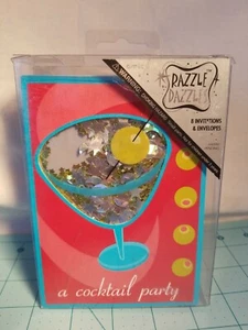 Amscan Brand: Razzle Dazzles "A Cocktail Party" 8 Glitter Invitations, Brand New - Picture 1 of 12
