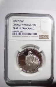 1982 S 50C GEORGE WASHINGTON PF 69 ULTRA CAMEO - Picture 1 of 2