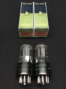 MATCHED PAIR SYLVANIA 6SN7GT Flat Grey Plate Vintage VACUUM TUBES Tested C.8694 - Picture 1 of 3