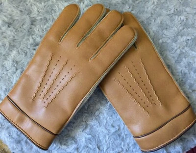 Tan Vinyl/Acrylic Gloves Size M Driving Gloves Soft Tan Gloves - Image 1 of 4