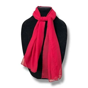 90's Vtg Red Chiffon Silk Scarf 42” X 15” Women Rectangular Scarve - Picture 1 of 5