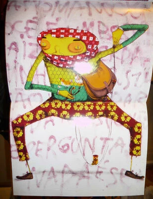 Póster de graffiti de arte callejero raro de Os Gemeos Brasil fuera de servicio difícil de encontrar Foto 1 de 2