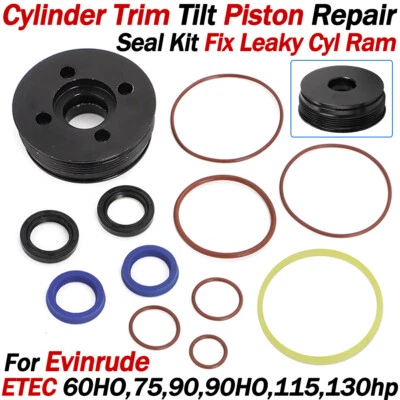 For Evinrude ETEC Trim Tilt Seal Kit 5008985 w/ End Cap E-TEC 75-130hp 2005-2019 - Image 1 of 4