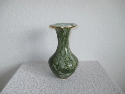Schöne Vase   Marmoriert  Grün  Goldrand  Bauchig m.Hals  VINTAGE  70erJ.  ✮TOP✮ - Bild 1 von 4