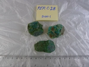 Natural Persian Chrysocolla, 3 pcs,  TW : 90.00 Grams - Picture 1 of 4