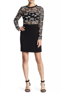 NWT $218 Romeo + Juliet Couture Sz Small Black/White Crochet Long Sleeve Dress - Picture 1 of 10