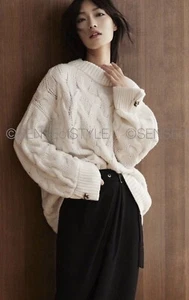 Brunello Cucinelli Cashmere Sweater Top Cable Knit Ivory Pullover Women Size S - Picture 1 of 13