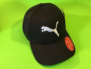 PUMA Stretch Fit Adult Hat Size S/M Black w/White - Picture 1 of 12