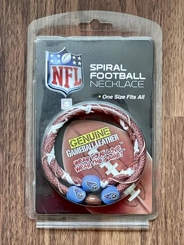 Tennessee Titans Spiral Football Necklace NFL Genuine Gameball Leather New Cover