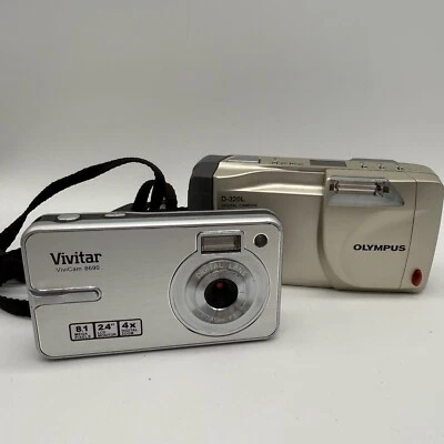 2 Working Digital Cameras Vivitar vivicam 8690 F745 Compact & Olympus D320 Clean - Image 1 of 4