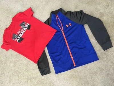 Boys YSM Under Armour Loose Tee And Full Zip Jacket Lot Blue Red Youth Small S - Image 1 of 4