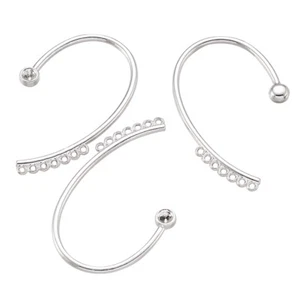 40pcs Silver Tone Brass Earcuff Cuff Earring Findings Dangle Hang Hole 56x36mm - Picture 1 of 9