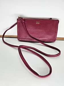 XIIX Women Leather Crossbody Purse Red 3 Sections 24" Strap Small Travel Shoppin - Imagen 1 de 11