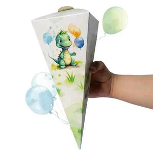 Schultüte Zuckertüte klein mini Geschwister Mädchen Kindergarentüte Dino - Bild 1 von 8