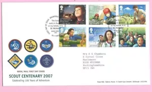 Royal Mail 2007 FDC - CENTENARIO SCOUT - SHS BROWNSEA ISLAND, piscina - Foto 1 di 2