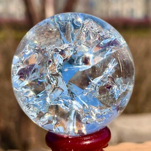 155G Titanio Naturale Arcobaleno Quarzo Sfera Sfera Cristallo Guarigione - Foto 1 di 22