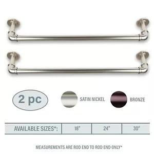 Industrial Pipe Design Towel/ Closet Wall or Ceiling Mount Rod ( Set of 2 ) - Picture 1 of 5