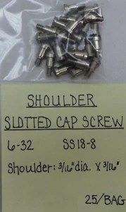 (25) Shoulder Slotted Cap Screw 6-32 SS18-8 Shoulder 3/16 dia X 3/16 - Picture 1 of 2