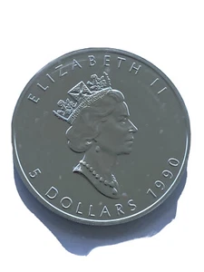 10oz  1oz .9999 Pure Fine Silver Canadian Maple Leaf Coin Rare 1990 BU - Picture 1 of 8