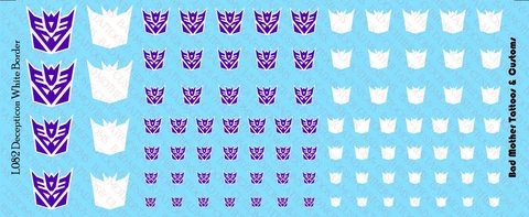 Transformers Decepticon white border Logos Waterslide Decals for action figures Cover