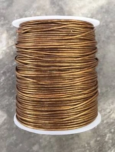 1mm 1.5mm 2mm Metallic Bronze Leather Cord Premium Round Leather Cord 40 - Picture 1 of 1