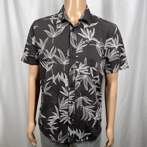 Volcom Men's Medium Dark Gray Tropical Print Short Sleeve Button-Up Shirt - Picture 1 of 8