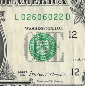Trinary 0s 2s 6s Fancy Serial Number One Dollar Bill L02606022D - Picture 1 of 11