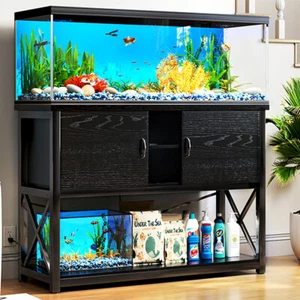 TC-HOMENY 55- 75Gallon Fish Tank Aquarium Stand Cabinet w/Charging Station 29Gal - Picture 1 of 16