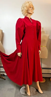 Vestido Vintage J Peterman 1992 Navidad en Dublín Rojo Pana Talla 14 Busto 38 Foto 1 de 4