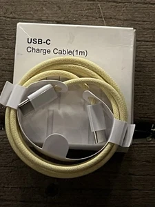 Original USB-C Fast Charger For iPhone 16 15 Pro Max XS Cable Yellow Color -3 Ft - Picture 1 of 17