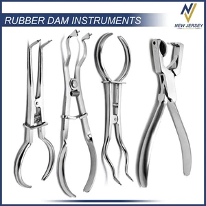 Dental Rubber Dam Endo Brinker Clamps Brewer Forceps Ivory Stoke Instruments Kit - Picture 1 of 4
